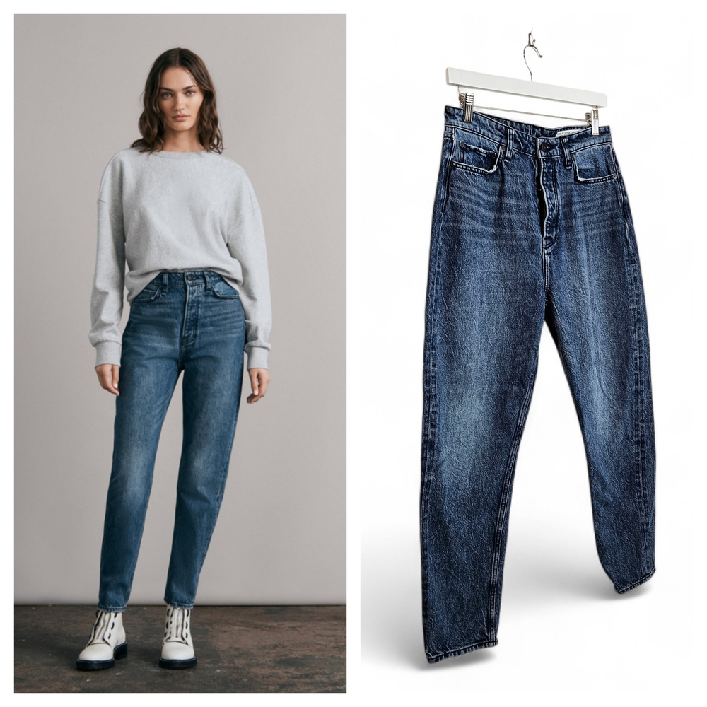 Rag & Bone Jeans 29 Rachel Siesta High Rise Barrel Leg Button Fly Blue